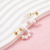 High End PVD Tarnish Pearl Hoop Earring For Party