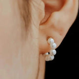 High End PVD Tarnish Pearl Hoop Earring For Party