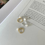 Sterling Silver Freshwater Pearl Ear-Bone Hoop Earrings