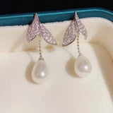 Zircon Pearl Pendant Earrings Elegant Gift Women