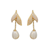 Zircon Pearl Pendant Earrings Elegant Gift Women