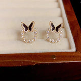 Zircon Pearl Bow Earrings Women Jewelry