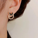 Zircon Pearl Bow Earrings Women Jewelry
