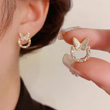 Zircon Pearl Bow Earrings Women Jewelry