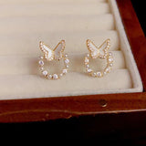 Zircon Pearl Bow Earrings Women Jewelry