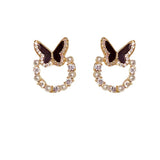 Zircon Pearl Bow Earrings Women Jewelry