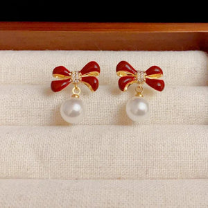 Bow Knot Pearl Earrings High Jewelry