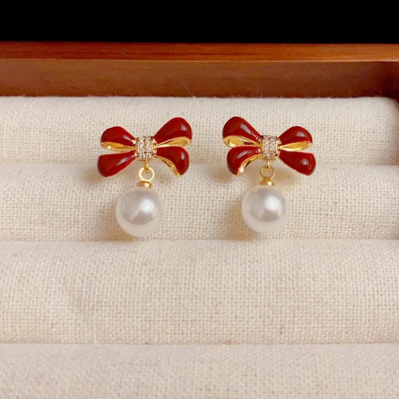 Bow Knot Pearl Earrings High Jewelry