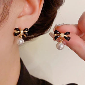 Bow Knot Pearl Earrings High Jewelry