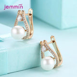925 Silver CZ/Pearl Hoop Earrings Bridal Accessory
