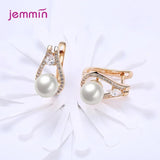 925 Silver CZ/Pearl Hoop Earrings Bridal Accessory