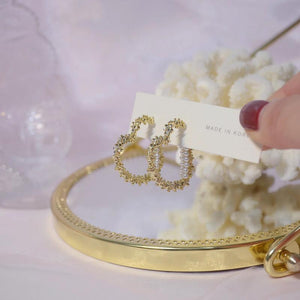 Korea Jewelry Sweet Love 14K Real Plating Earrings Pearl Women hoop Earrings