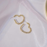 Korea Jewelry Sweet Love 14K Real Plating Earrings Pearl Women hoop Earrings