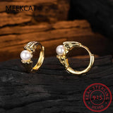 925 Silver Sweet Candy Pearl Hoop Earrings Wedding Jewelry