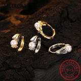 925 Silver Sweet Candy Pearl Hoop Earrings Wedding Jewelry