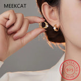 925 Silver Sweet Candy Pearl Hoop Earrings Wedding Jewelry