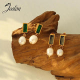Zircon Freshwater Pearl Pendant Earrings Stainless Steel Jewelry
