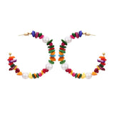 Colorful Stone Pearl Za Hoop Earrings Women Round Stud Earrings