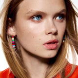 Colorful Stone Pearl Za Hoop Earrings Women Round Stud Earrings