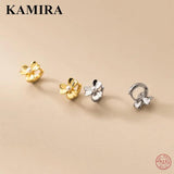 Sterling Silver Clover Pearl Round Hoop Earrings for Women