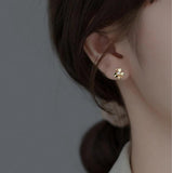 Sterling Silver Clover Pearl Round Hoop Earrings for Women