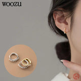 925 Silver Pearl Huggie Hoop Earrings Wedding Jewelry