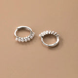 925 Silver Pearl Huggie Hoop Earrings Wedding Jewelry
