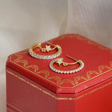 14K Gold Plated Pentagram Pearl Hoop Earrings Asymmetry Jewelry