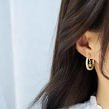 14K Gold Plated Pentagram Pearl Hoop Earrings Asymmetry Jewelry
