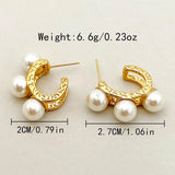 Textured Pearl Hoop Earring Stainless Steel Japan Kpop Thick Ear Women Jewelry