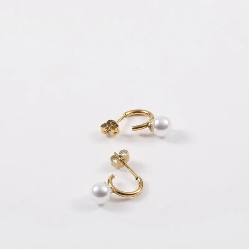 Pearl Drop Hoop Earrings for Women