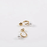Pearl Drop Hoop Earrings for Women
