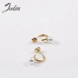 Pearl Drop Hoop Earrings for Women