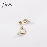 Pearl Drop Hoop Earrings for Women