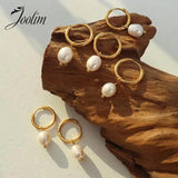 French Vintage Pearl Hoop Earring Stainless Steel