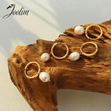 French Vintage Pearl Hoop Earring Stainless Steel