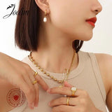 French Vintage Pearl Hoop Earring Stainless Steel