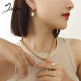 French Vintage Pearl Hoop Earring Stainless Steel