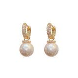 Micro Inlaid Zircon Two Wearing Pearl Ear Clasps Small Earrings