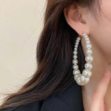Imitative Pearl Bead Hoop Earrings Geometric Wedding Bride Jewelry