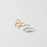 925 Silver Earring Zircon Flower Pearl Ear Bone Pretty Woman Girl Ear Jewel