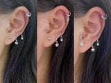 925 Silver Earring Zircon Flower Pearl Ear Bone Pretty Woman Girl Ear Jewel