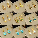 316L Stainless Steel Heart Stone Crystal Pearl Earrings For Women