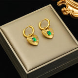 316L Stainless Steel Heart Stone Crystal Pearl Earrings For Women