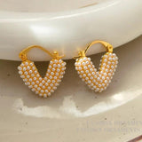 Vintage Simulated Pearl Heart Earrings For Women Wedding