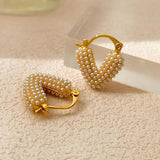 Vintage Simulated Pearl Heart Earrings For Women Wedding