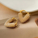 Vintage Simulated Pearl Heart Earrings For Women Wedding