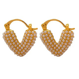 Vintage Simulated Pearl Heart Earrings For Women Wedding