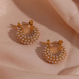 Delicate Zircon Pearl Earring Vintage Jewelry