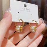 Fashionable Pearl Circle Earrings with Minimalist Design